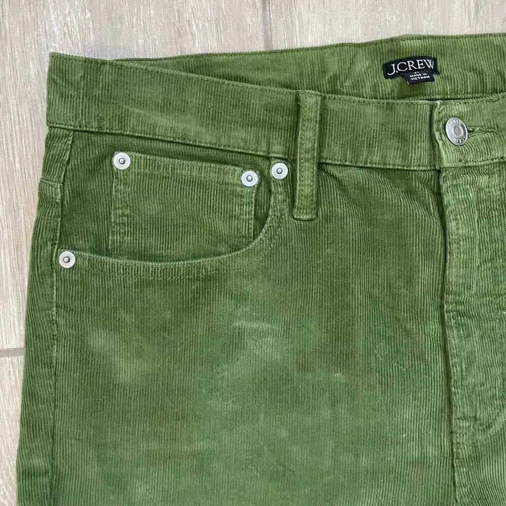 J.Crew Mens 31 Green Corduroy Pants Reimagined Slim Straight Cropped